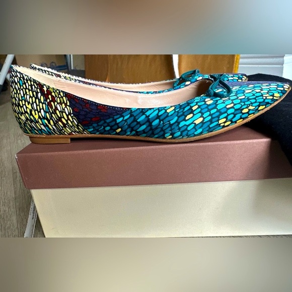Missoni Silk Printed w Calskin Leather  Ballet Flats - Picture 5 of 11